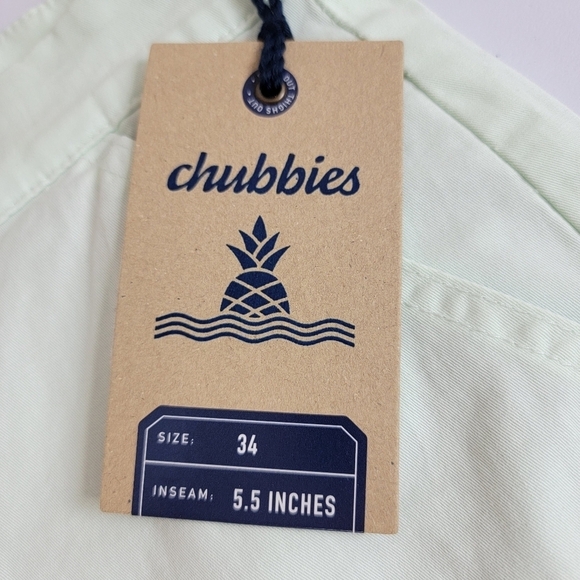 Chubbies The Sea Foams Green 5.5" Flat Front Stretch Twill Shorts Sz 34 NEW - Picture 13 of 14